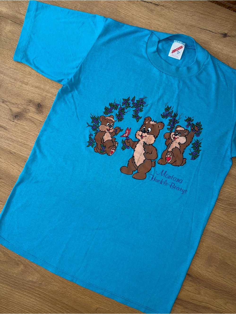 VINTAGE Montana HuckleBearys ❤️ Short Sleeve Tee - Turquoise Made in USA